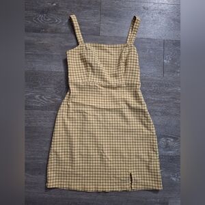 Hollister Yellow Plaid Square-Neck Mini Dress Clueless Y2K Cottagecore Size S